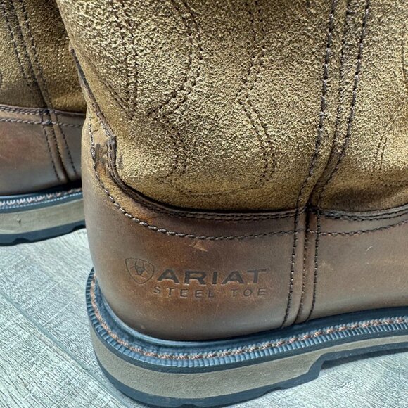 Ariat Groundbreaker Safety Toe Brown Leather Work Boots Men's Size 12 - Picture 4 of 9